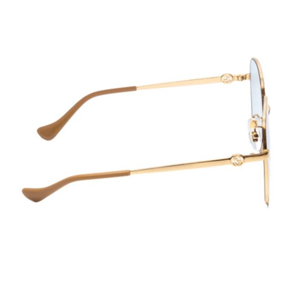 GUCCI GG1089SA-004 Womens Oversized Designer Sunglasses in Gold & Tan/Blue 61 mm - Picture 3 of 4